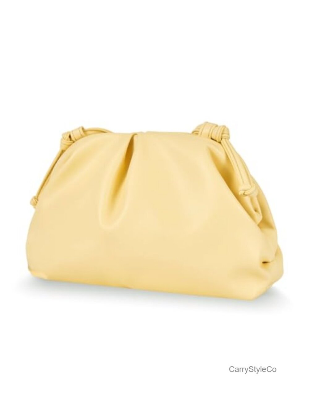 Pleated Cloud Vegan Leather Clutch Crossbody Bag Adjustable Strap